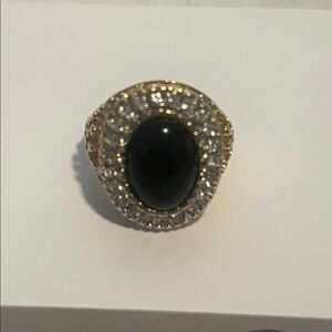 Elegant Black and Gold Women's Ring 14K GF Size 6